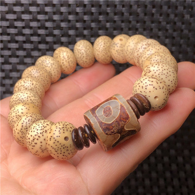  VÒNG TAY CHUỖI HẠT BỒ ĐỀ TINH NGUYỆT TỰ NHIÊN PHỐI DZI TÂY TẠNG 