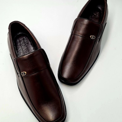 GIÀY LƯỜI NAM DA BÒ 100%, ĐÍNH KHUY R CAO CẤP, DA BÒ NAPPA MỀM MẠI, ĐÉ CAO SU CAO 3CM HỖ TRỢ TĂNG CHIỀU CAO