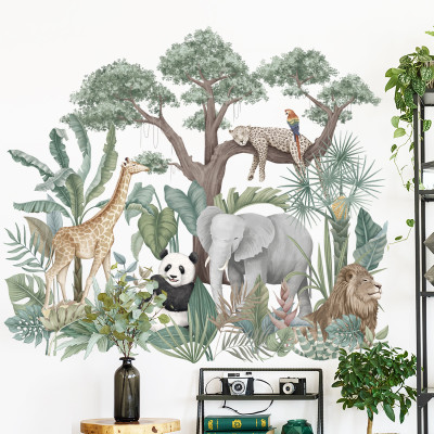Sticker Giấy Dán Tường Decal Dán tường Tranh Dán Tường Trang Trí Tường Mẫu Sở Thú Châu Phi ZDB-2472