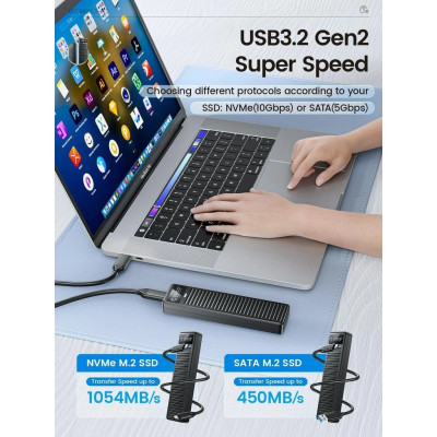 Box NVME Orico PDDM2C3-G2 hỗ trợ m2 NVME PCIe Gen3x4 / Gen4x4 Type C tốc độ 10Gbps – Hàng Chính Hãng