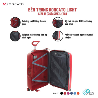 Vali kéo du lịch RONCATO LIGHT - Vali khóa sập, Chống rạch, Chống nước, Thương hiệu Ý, Made in Italy