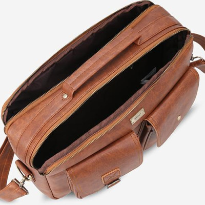 Cặp da nam nữ đựng laptop 15.6 inch, túi xách công sở phom chữ nhật ngăn trước túi hộp IDIGO MB2 - 702