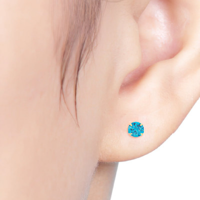 14K Gold Post Earrings Aquablue - MOON Jewelry