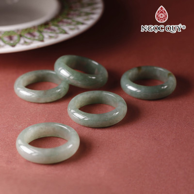 Nhẫn cẩm thạch - ngọc phỉ thúy du thanh nếp băng type A ni 19 mệnh hỏa, mộc - Ngọc Quý Gemstones