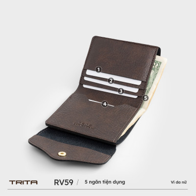 Ví Trita ( Thời trang nữ gập 3 phong cách basic - Ví da RV59 )