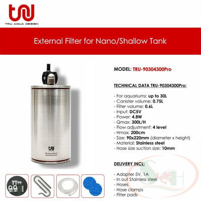 Lọc thùng TRU Inox External Filter lọc mini shallow bể nano thủy sinh cá tép