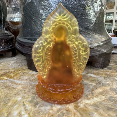 Tượng Phật Quan Thế Âm Bồ Tát đá lưu ly đặt bàn làm việc, xe ôtô - Cao 12 cm