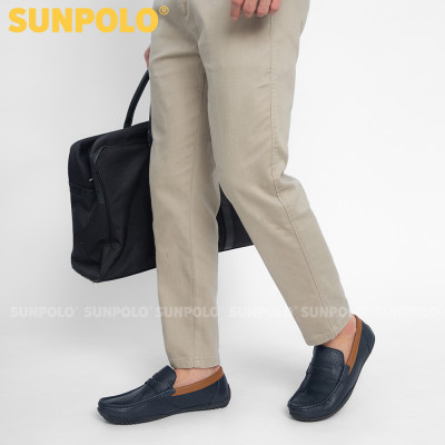 Giày Mọi Nam Da Bò SUNPOLO MU2588 (Xanh Navy)