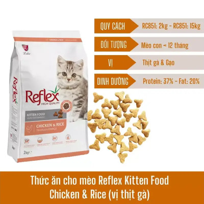 Thức Ăn Hạt Cho Mèo Lớn Reflex Vị Gà Và Gạo Gói 2kg