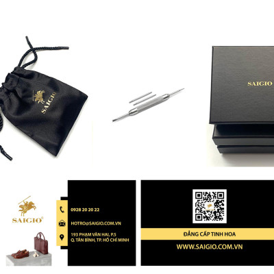 Dây Đồng Hồ Da Bò Thật 100%, Kiếu Cổ Điển, Cao Cấp - Sang Trọng, Mặt Lót Chống Thấm Mồ Hôi, Tích Hợp Lớp Gia Cố Chống Giãn Đặc Biệt, Phụ Kiện Khóa và Chốt Bằng Thép Không Gỉ 316L, Nhiều Màu, Nhiều Size - Hàng Chính Hãng SAIGIO