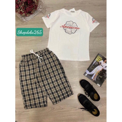 Đồ bộ nữ,đồ ngủ mặc nhà lửng áo vải thun cotton phối quần kaki thời trang.