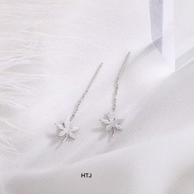 Bông tai bạc thời trang tua đá chất liệu bằng bạc s925 MS45d