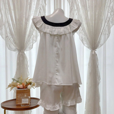 Bộ Đồ Ngủ Lụa B741 Quảng Châu Tiểu Thư Dễ Thương Nơ To