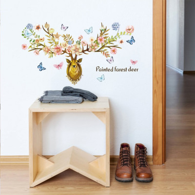Decal dán tường 3D sừng hươu DKN094 AmyShop (78 x 112 cm)
