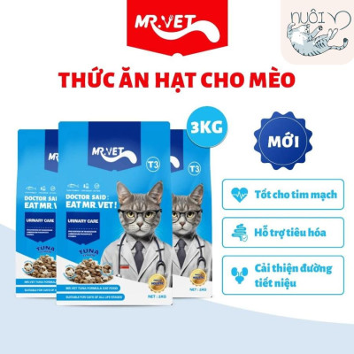 Thức ăn cho mèo MRVET T3 MỚI, gói 1KG hỗ trợ cải thiện đường tiết niệu cho mèo
