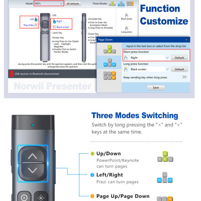 Bút trình chiếu NORWii N97s Spotlight cao cấp 2in1 tia xanh dùng cho màn hình TV,LED, bảng chiếu hỗ trợ Windows, MacOS - Hàng nhập khẩu