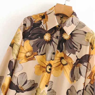 Áo sơ mi nữ dài tay công sở phối hoa Chất vải mềm mịn,thoáng mát,thấm hút mồ hôi tốt sm77