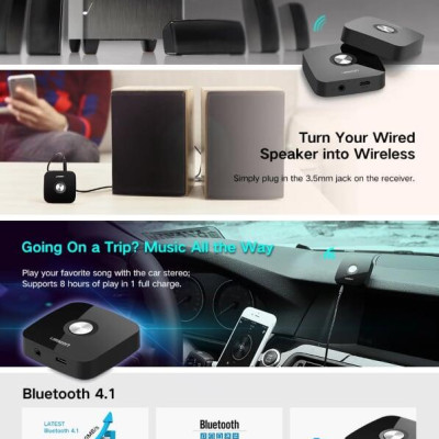 Ugreen UG40758CM105TK BT 5.0 màu Đen Bộ nhận âm thanh Bluetooth chuẩn 3.5mm hỗ trợ APTX - HÀNG CHÍNH HÃNG