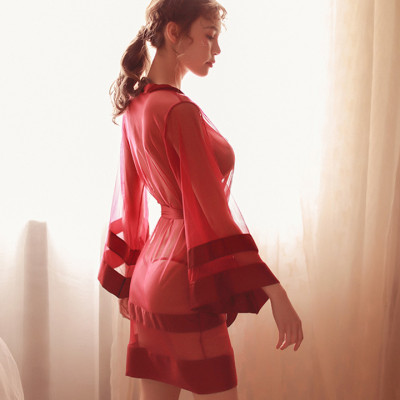 Áo choàng viền lụa xuyên thấu sexy Q16 - Áo choàng  ngủ nữ quyến rũ - Váy ngủ áo choàng nữ gợi cảm
