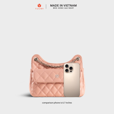 Túi Yuumy (Thời trang nữ da chần bông phối dây xích size 24 - Túi đeo chéo da Seasand YN241)