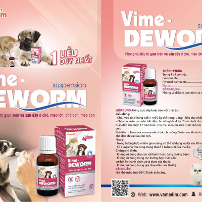 Siro Vime Deworm xổ giun sán cho chó mèo (Vemedim, chai 20ml)