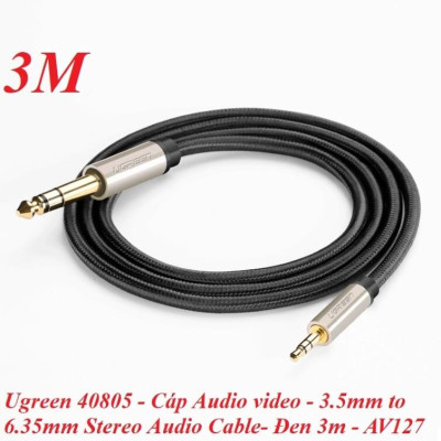 Ugreen UG40805AV127TK 3M màu Đen Cáp âm thanh 3.5mm sang 6.5mm cao cấp - HÀNG CHÍNH HÃNG