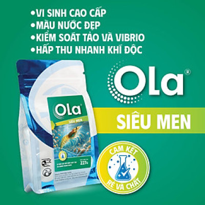 OLA SIÊU MEN: Vi sinh cao cấp kiểm soát tảo và Vibrio, tạo màu nước đẹp cho ao, hấp thu nhanh khí độc