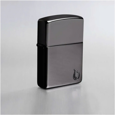 Bật lửa Zippo 46402 Armor High Polish Black Flame Design - Chính hãng 100%