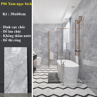 Bộ 10 Tấm Xốp Dán Tường 3D PVC Đá Trắng Ngọc Trai 60x30cm Keo Sẵn Dày 2,5mm Cao Cấp, Sang Trọng 