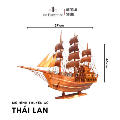 Mô hình thuyền cổ THÁI LAN cao cấp, mô hình thuyền gỗ tự nhiên sang trọng lắp ráp sẵn 1st FURNITURE