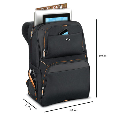 Balo Solo Urban Thrive 17.3 inch - đen cam - UBN701-4 . Kích Thước Ba lô Cao 49 x Ngang 37.5 x Rộng 21cm Bảo hành 05 năm