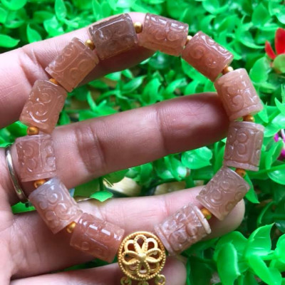 Vòng Tay phong Thủy may mắn tài lộc kiểu Đá Lu Charm mặt trời thiên nhiên vip  Size 9mm x dài 12mm hàng cao cấp nữ đeo tay sang lắm luôn ạ  100% đá thiên đeo vào may mắn tốt sức khỏe tim mạch và đẹp ạ