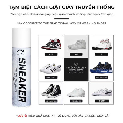 Combo 3 Chai Xịt Tạo Bọt Vệ Sinh Giày, Dép và Túi Xách, Bình Xịt Làm Sạch Trắng Giày