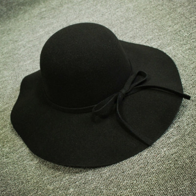 Mũ chống nắng rộng vành nữ nón đi biển màu đen fedora dona22030810
