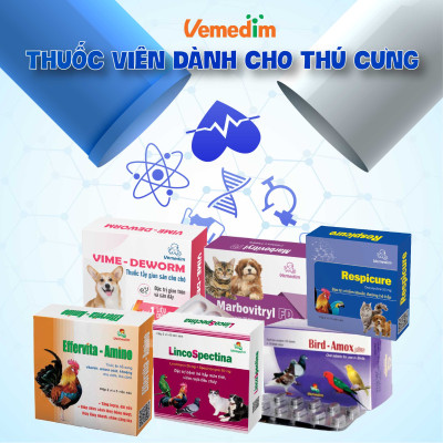 Vemedim Canktrix trị viêm loét miệng, nốt đỏ ở miệng và hầu họng ở chim cảnh, bồ câu, gà tây, hộp 10 viên