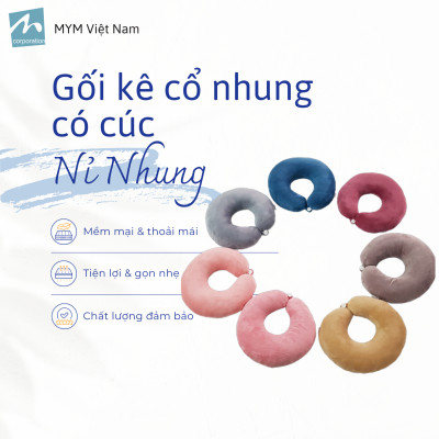 Gối Chữ U Kê Cổ Vải Nhung Mềm Mại Chống Đau Mỏi Vai Gáy Cho Dân Văn Phòng, Lái Xe, Du Lịch