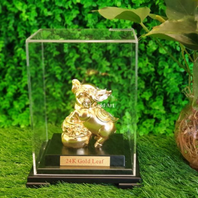 Tượng Heo Tài Lộc Dát Vàng 24K M02 (17x14x22 cm) MT Gold Art- Hàng chính hãng, trang trí nhà cửa, phòng làm việc, quà tặng sếp, đối tác, khách hàng, tân gia, khai trương 