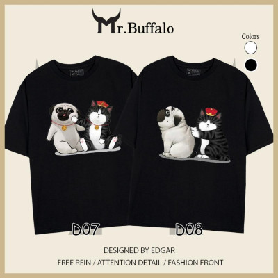 Áo Thun Mr.Buffalo đôi, cặp Tshirt Cotton 100% Unisex Form Oversize Local Brand D07D08
