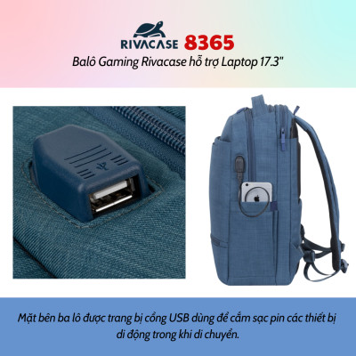 Balô Gaming Rivacase 8365 Để Vừa Laptop 17.3" - Bảo Hành 24 Tháng - Hàng Chính Hãng