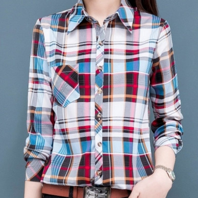 Áo sơ mi nữ sọc caro tay dài, thiết kế kiểu Hàn Quốc trẻ trung, Áo sơ mi công sở chất đẹp Haint Boutique HB23