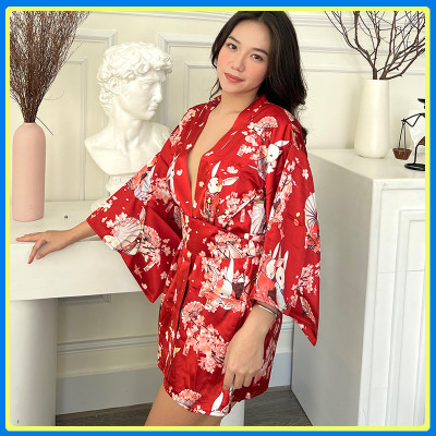 Áo choàng ngủ hoa kimono phong cách nhật bản gợi cảm P28 - Váy ngủ áo choàng cao cấp quyến rũ - Đồ ngủ nữ sexy