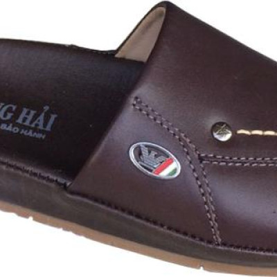 Dép nam quai ngang Trường Hải một bản da bò thật đế kếp mềm dẻo không trơn QN0421