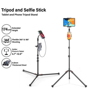 Ugreen UG15647LP585TK Tripod 3 chân đế màu đen Gậy tự chụp ảnh kẹp điện thoại và máy tính bảng - HÀNG CHÍNH HÃNG