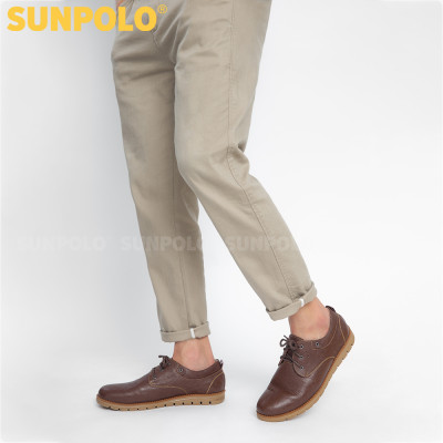Giày Nam Da Bò SUNPOLO CS4060 Trẻ trung, thanh lịch (Nâu đỏ)