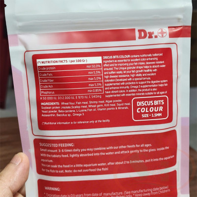 Thức ăn cá Dr+ Premium Discus Bits Colour tăng màu đề kháng miễn dịch cá cảnh