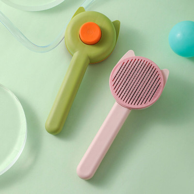 Lược Chải Lông Có Nút Bấm Đẩy Lông Thừa Cho Chó Mèo Hình Tai Mèo - YonaPetshop
