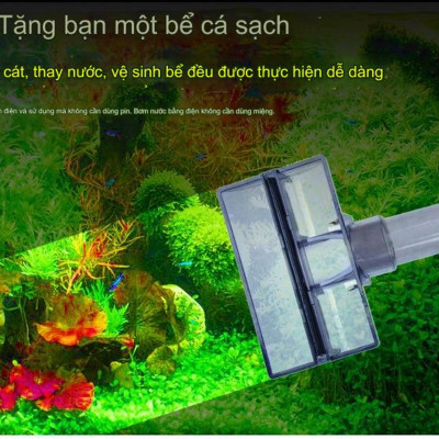Máy hút cặn đáy vệ sinh đáy bể cá AS 615B chạy pin / điện cao cấp. BH uy tín