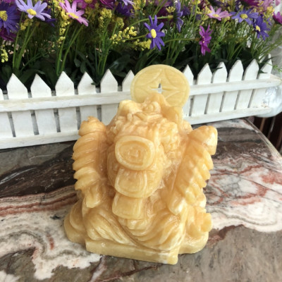 Tượng Cóc Ba Chân, Cóc Ngậm Tiền, Thiềm Thừ phong thủy chiêu tài lộc đá ngọc hoàng long - Dài 13cm