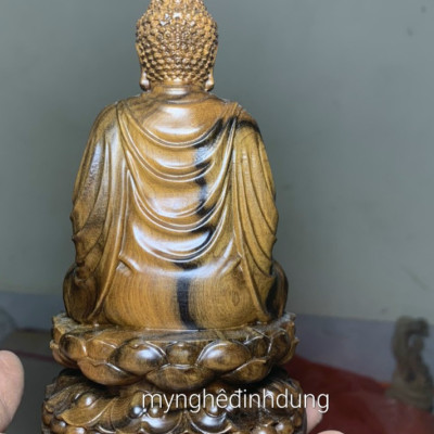 Tượng phật thích ca mẫu ni bằng gỗ bách xanh thơm nức kt cao 15×9×8cm 