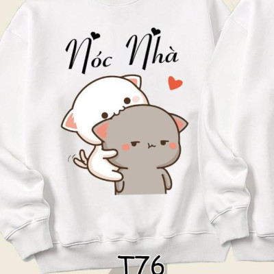 Áo Sweater cặp đôi Mèo mochii nóc nhà, cột nhà dễ thương Mr.Buffalo